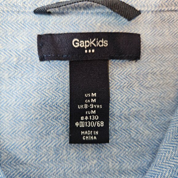 GapKids Shirt Boys Medium Blue Long Sleeve Button Up Chest Pockets Cotton Top - Picture 8 of 10